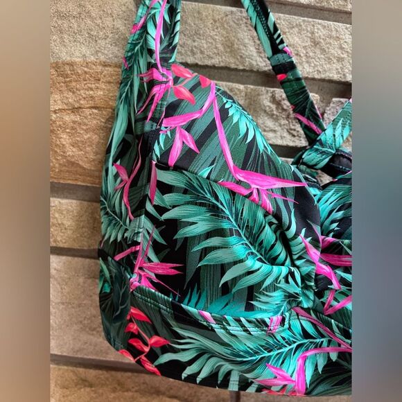 TORRID green palm and bird of paradise bikini set high waist black green 2x - Picture 7 of 13